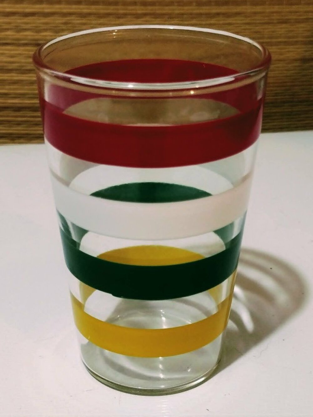 Vintage Rastafarian colored painted striped glass